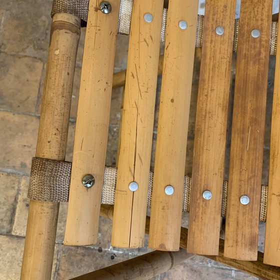 Image 1 of Paire de tabourets de pêcheur en bambou vintage