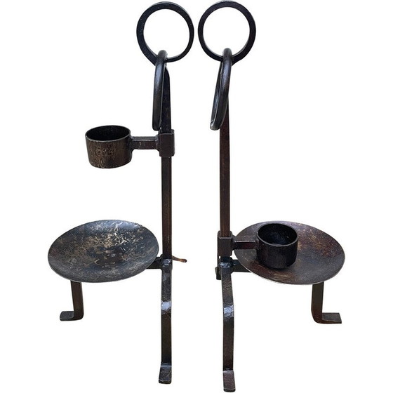 Image 1 of Coppia di candelieri d'epoca in acciaio