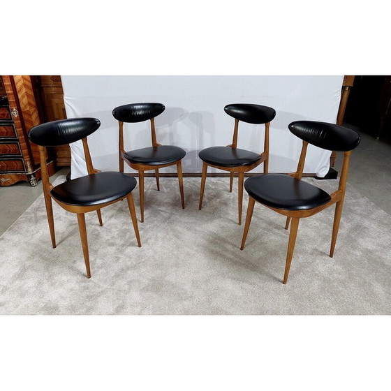 Image 1 of Set of 4 vintage chairs model " Unicorn " by Pierre Guariche for Baumann, 1960