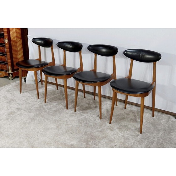 Image 1 of Set of 4 vintage chairs model " Unicorn " by Pierre Guariche for Baumann, 1960