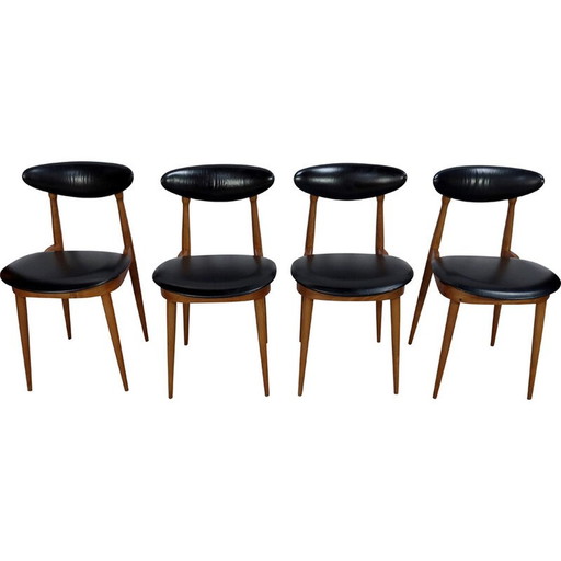 Set of 4 vintage chairs model " Unicorn " by Pierre Guariche for Baumann, 1960