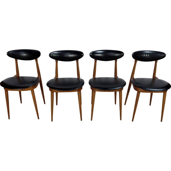 Image 1 of Set of 4 vintage chairs model " Unicorn " by Pierre Guariche for Baumann, 1960