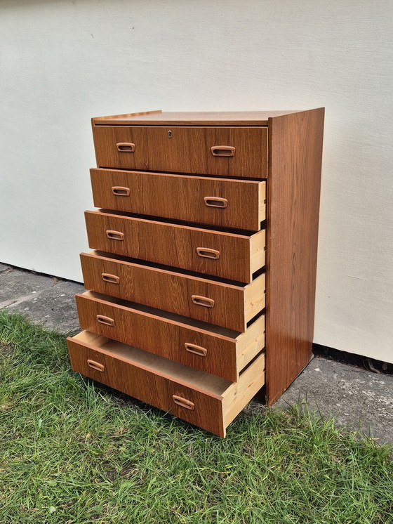 Image 1 of Danish Teak Chest of 6 Drawers, 1970S