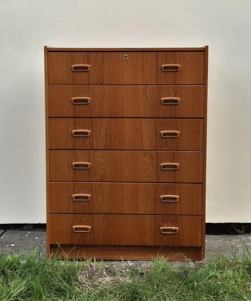 Danish Teak Chest of 6 Drawers, 1970S