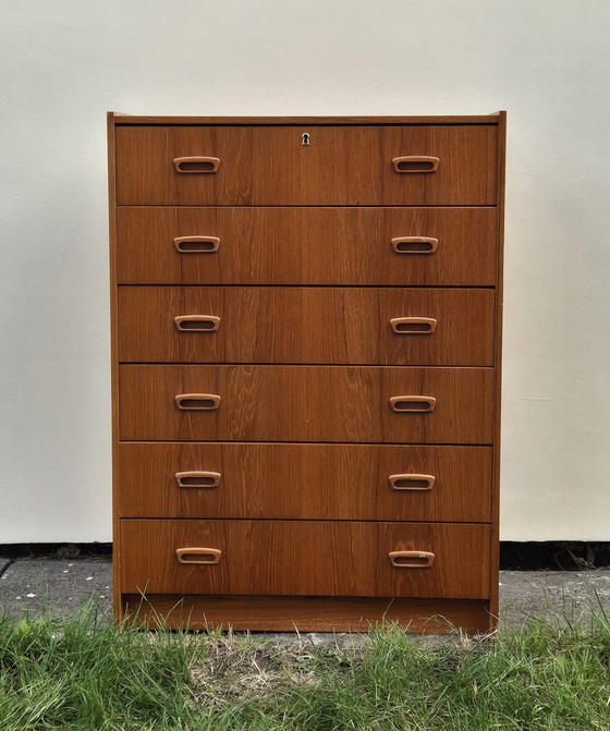 Image 1 of Danish Teak Chest of 6 Drawers, 1970S