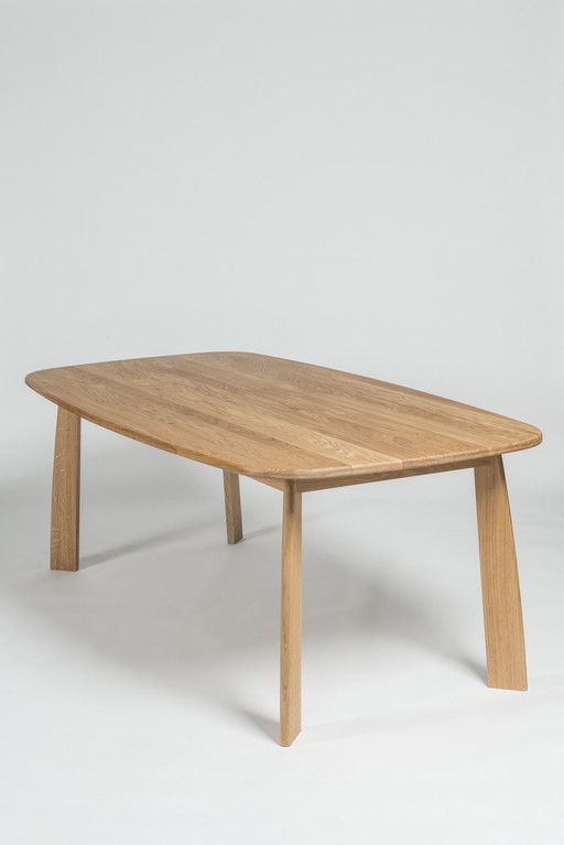 Solid Oak Table, 240 Cm Long, Design Sylvain Willenz For Quodes