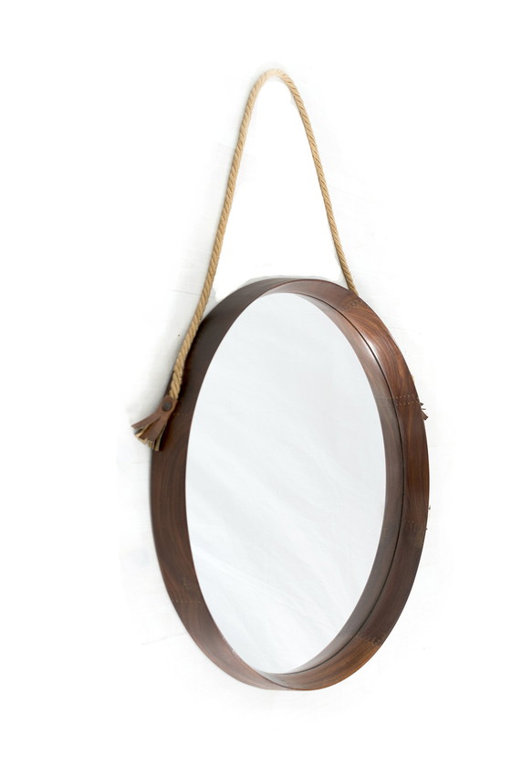 Image 1 of Round mirror with teak frame