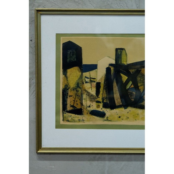 Image 1 of Vintage abstract lithograph by Gosta Lindqvist, 1954