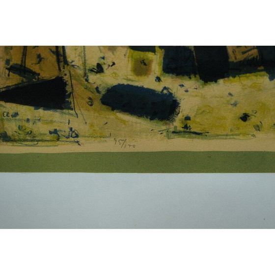 Image 1 of Vintage abstract lithograph by Gosta Lindqvist, 1954