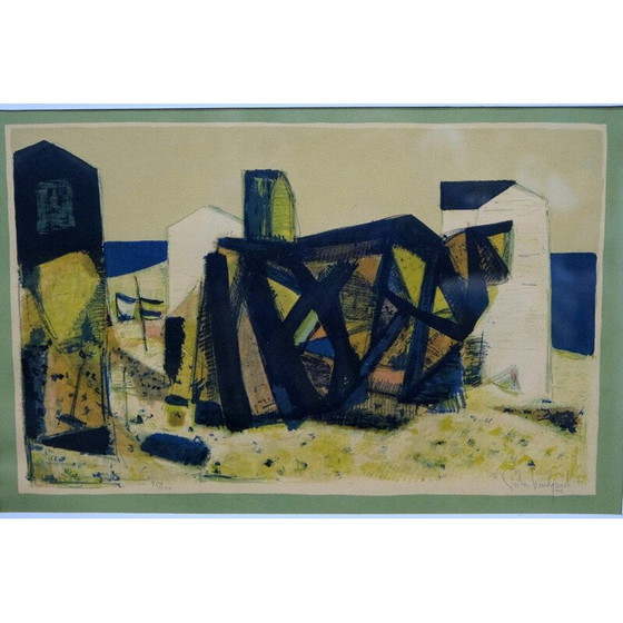 Image 1 of Vintage abstract lithograph by Gosta Lindqvist, 1954