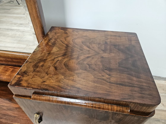 Image 1 of Art Decò Dressing Table In Walnut With Mirror