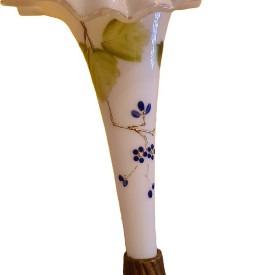 Image 1 of Opaline vase on bronze pedestal