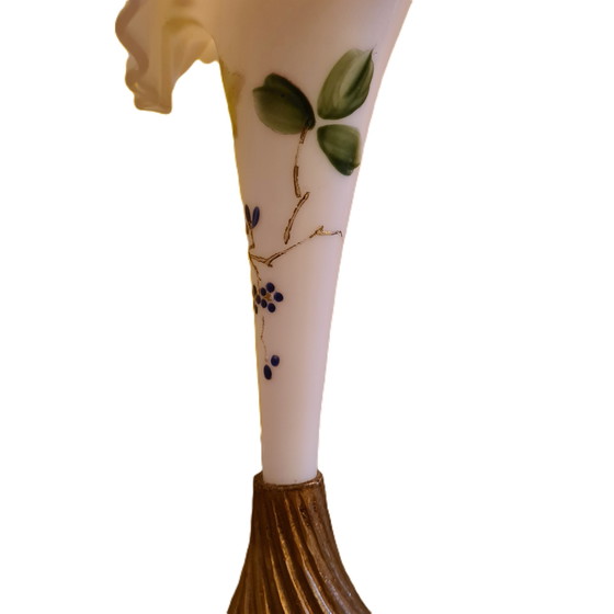 Image 1 of Opaline vase on bronze pedestal