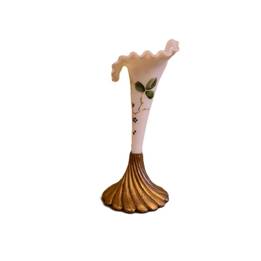 Opaline vase on bronze pedestal