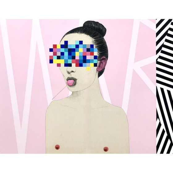 Image 1 of Vintage mixed media on canvas "Mateo Andrea" by Razzle Dazzle, 2022