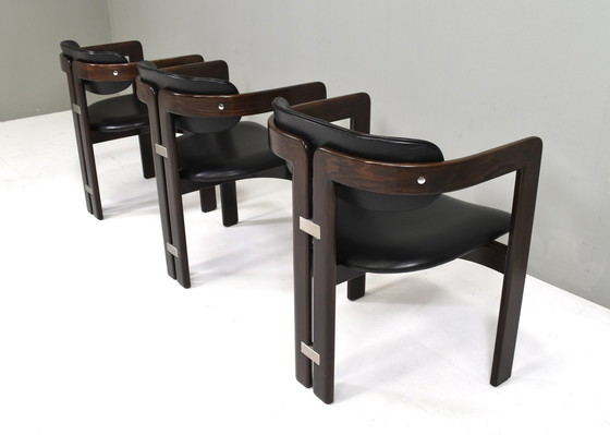 Image 1 of Fauteuils Pamplona en cuir noir par Augusto Savini pour POZZI, Italie - 1965