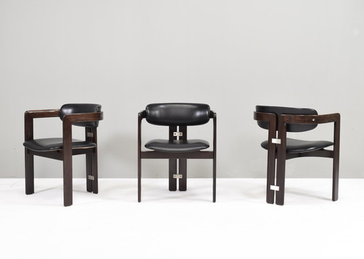 Fauteuils Pamplona en cuir noir par Augusto Savini pour POZZI, Italie - 1965