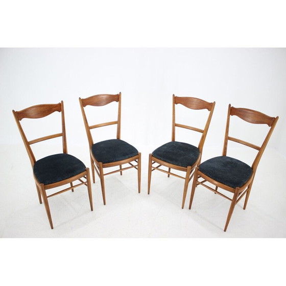 Image 1 of Set of four beechwood dining chairs, Italy 1960.