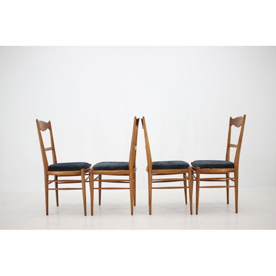 Image 1 of Set of four beechwood dining chairs, Italy 1960.
