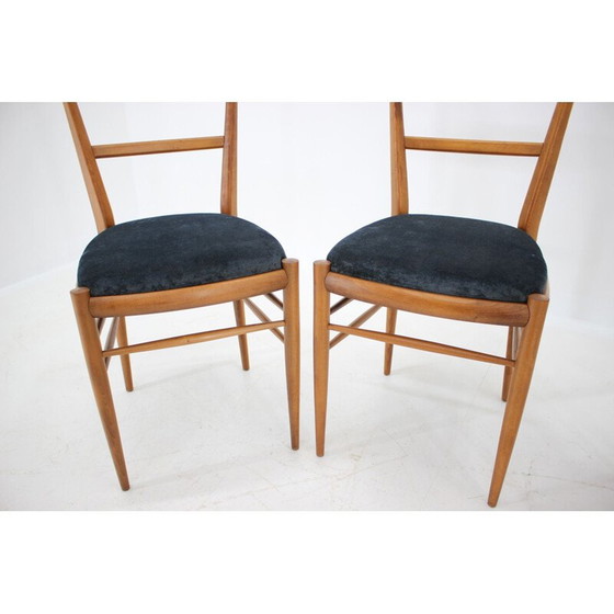 Image 1 of Set of four beechwood dining chairs, Italy 1960.
