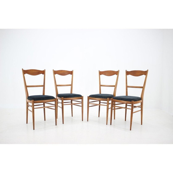 Image 1 of Set of four beechwood dining chairs, Italy 1960.