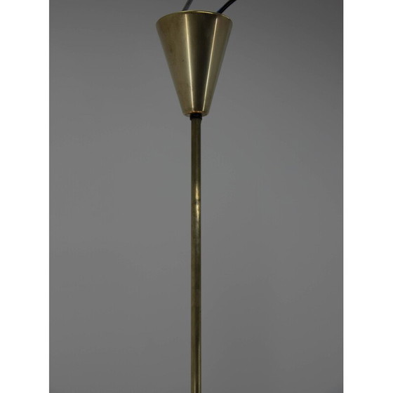 Image 1 of Vintage brass and glass chandelier, Denmark 1970s