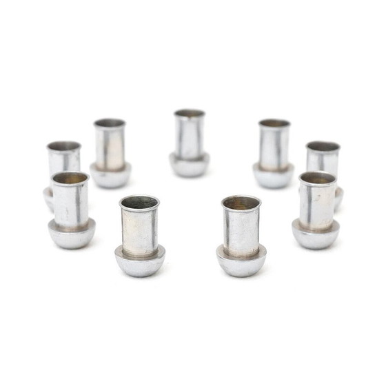Image 1 of Set of 9 vintage chrome metal candlestick, Italy 1960