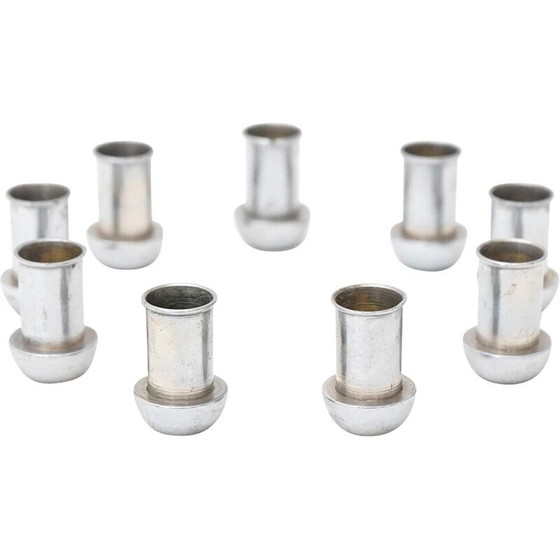 Image 1 of Set of 9 vintage chrome metal candlestick, Italy 1960