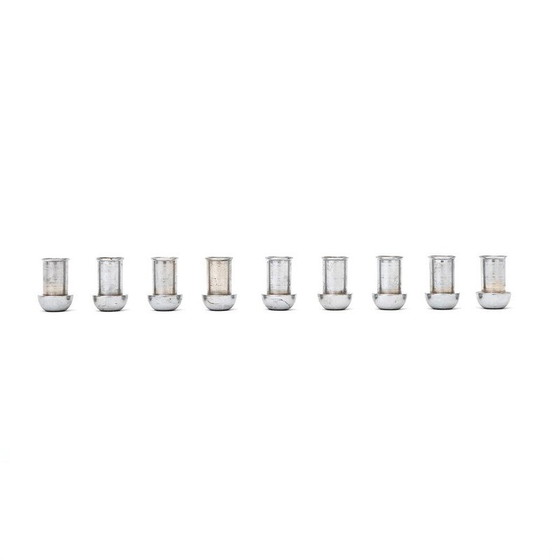 Image 1 of Set of 9 vintage chrome metal candlestick, Italy 1960