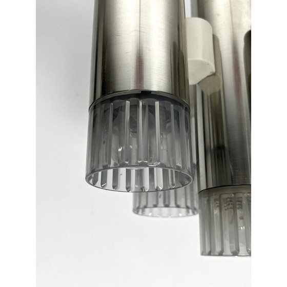 Image 1 of Lampadario geometrico vintage in cromo e plexiglass per Sciolari, Italia 1970