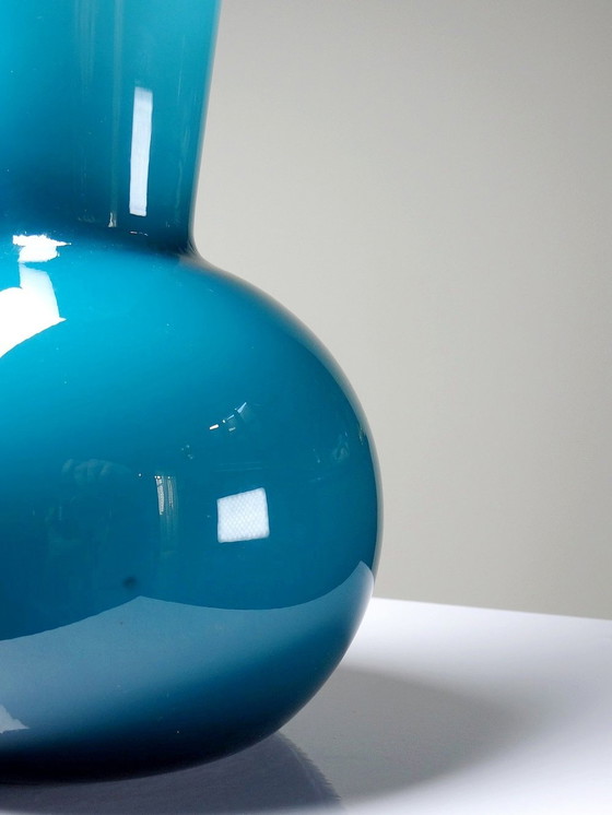 Image 1 of Large Blue Duck Opaline Vase Murano Modern