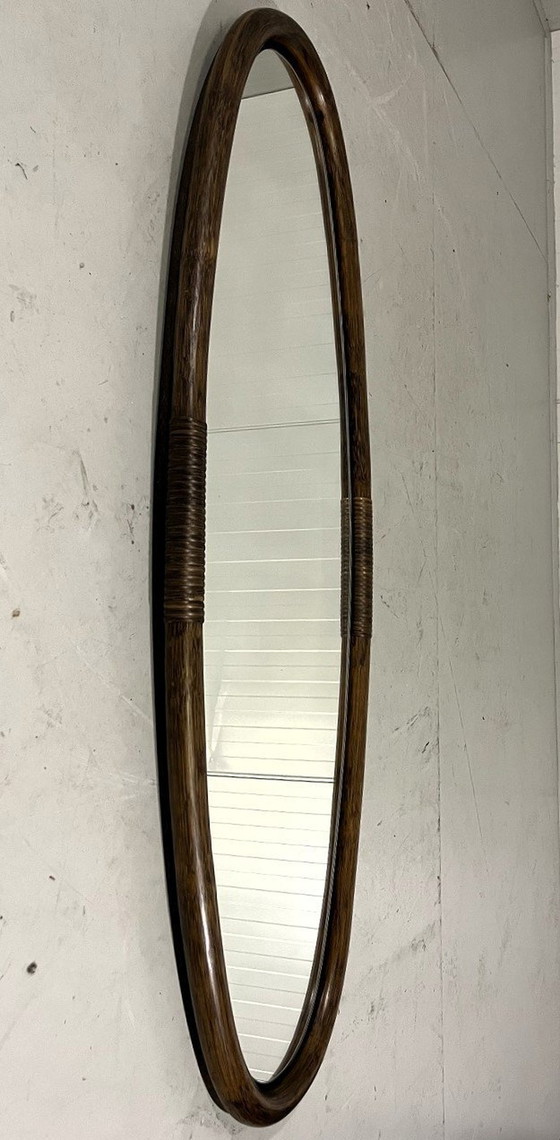 Image 1 of Large Rattan Wall Mirror 1970'S