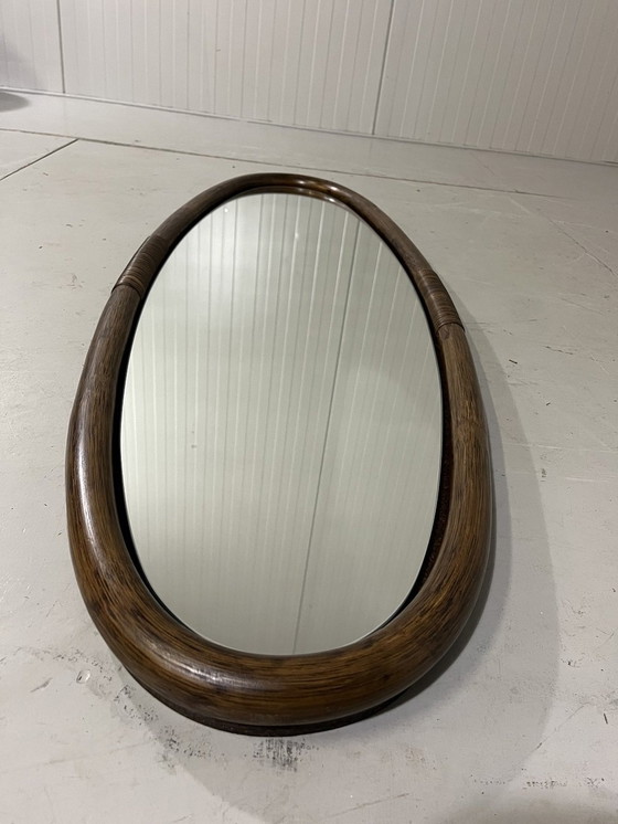 Image 1 of Large Rattan Wall Mirror 1970'S