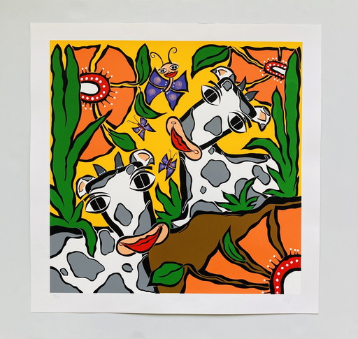 Caja Wong Chung - Swingin Cows - Screen print