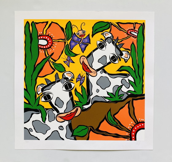 Image 1 of Caja Wong Chung - Swingin Cows - Screen print