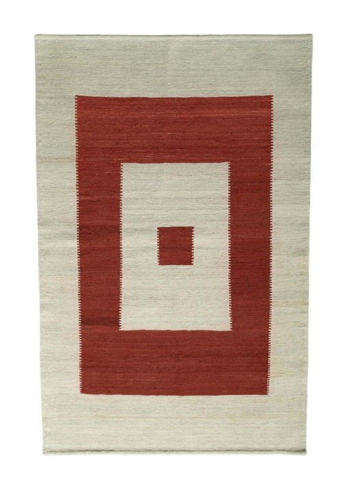 Hand-woven designer kilim Fars - 193 X 125 Cm (New) - Minimalist elegance