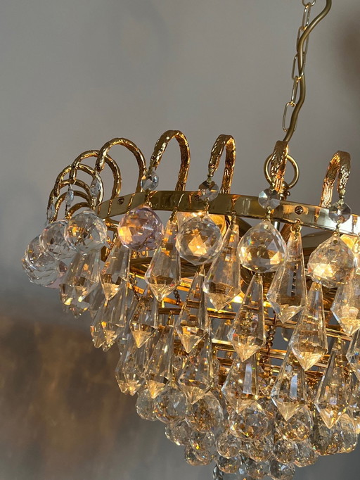 MARQUE SWAROVSKI RHINESTONE CHANDELIER LAMPE PENDANTE FEUILLE D'OR