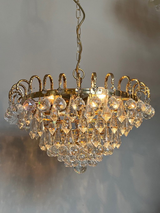 MARQUE SWAROVSKI RHINESTONE CHANDELIER LAMPE PENDANTE FEUILLE D'OR