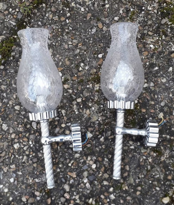 Image 1 of Metal And Bubble Glass Torchiere Wall Lights