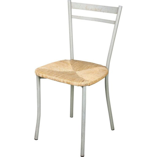 Vintage straw and metal chair, Italy