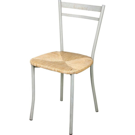 Image 1 of Sedia vintage in paglia e metallo, Italia