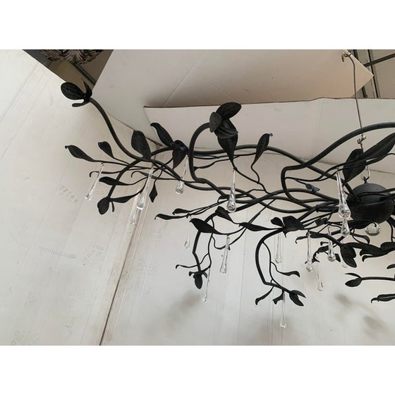 Image 1 of Florentine Art Black Metal Wrought Iron Chandelier, Made In Italy