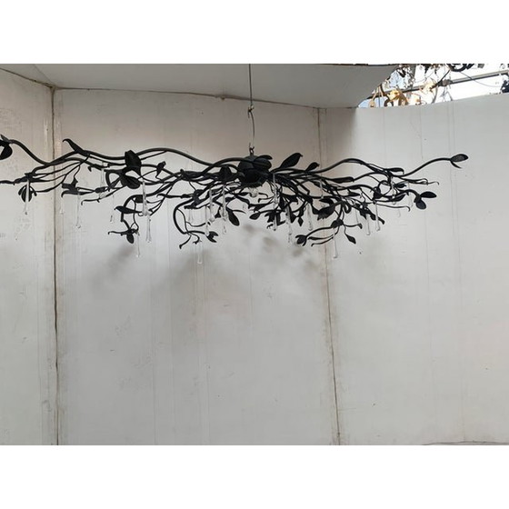 Image 1 of Florentine Art Black Metal Wrought Iron Chandelier, Made In Italy