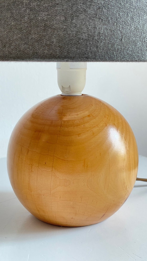 Image 1 of Lampe Boule Bois Massif Annees 70