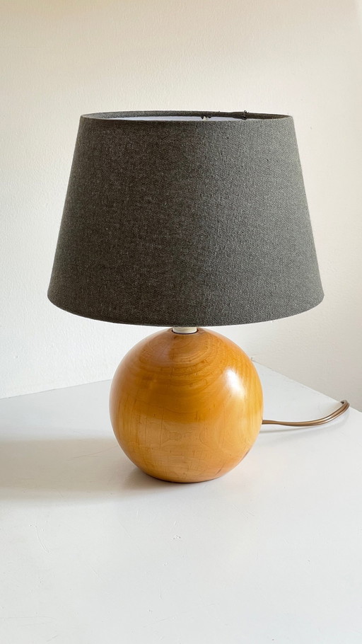 Lampe Boule Bois Massif Annees 70