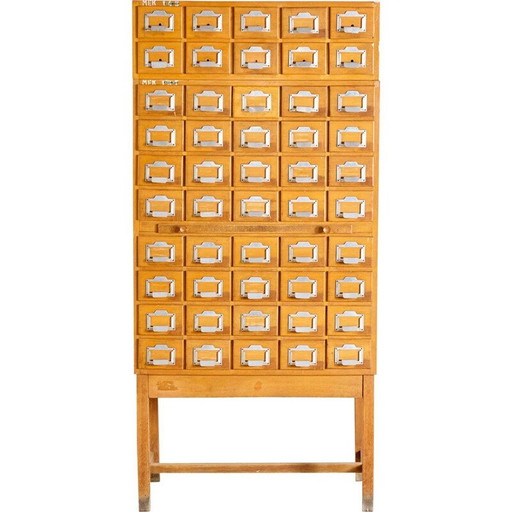 Libreria vintage in rovere, mobile porta carte, 1960