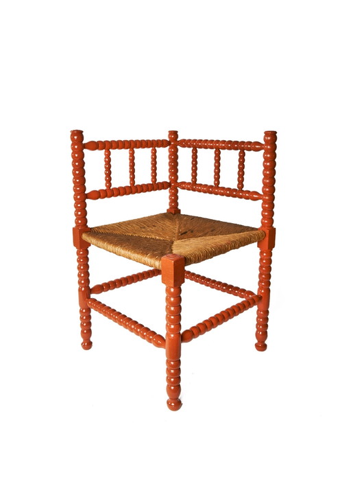 Bobbin corner chair orange/copper