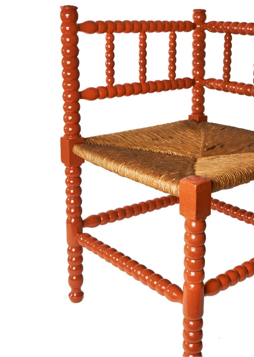 Bobbin corner chair orange/copper