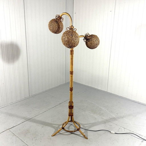 Rattan Floor Lamp 1950'S