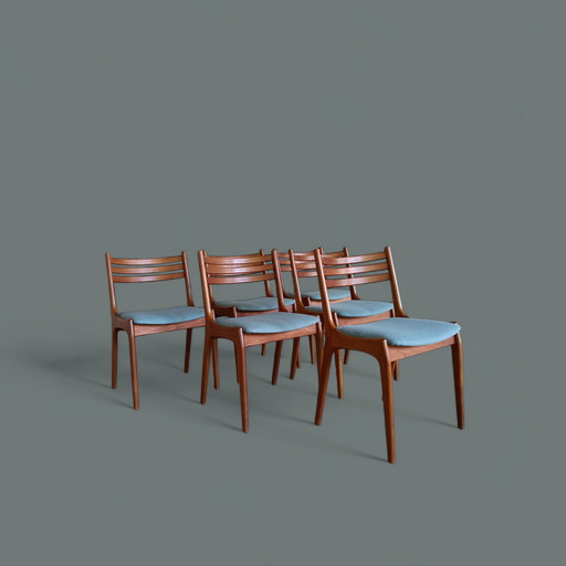 6x Henning Kjaernulf For K.S Møbler Teak Design Chairs Dansk Design